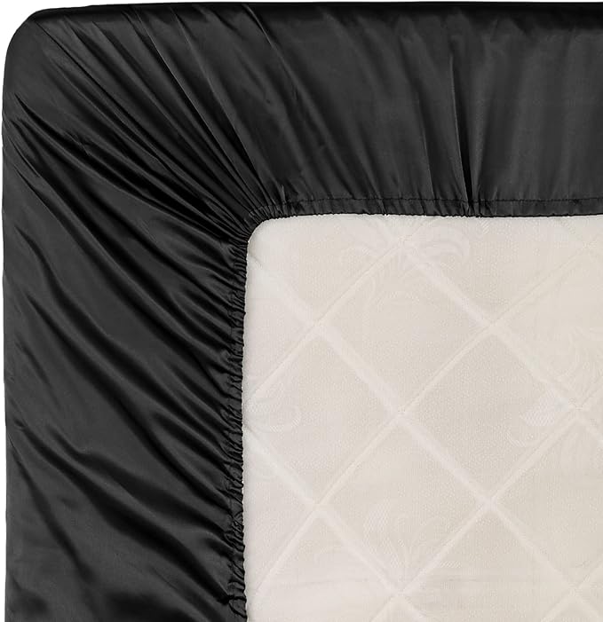 Homiest Black Satin Fitted Sheet King Size, Deep Pocket, Luxury & Ultra Soft - Image 6