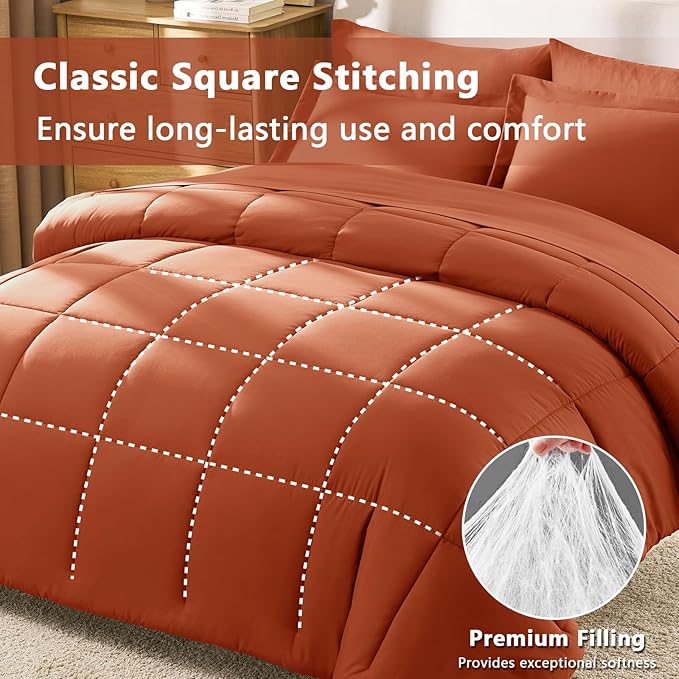 CozyLux Full Size Comforter Sets Terracotta - Image 6