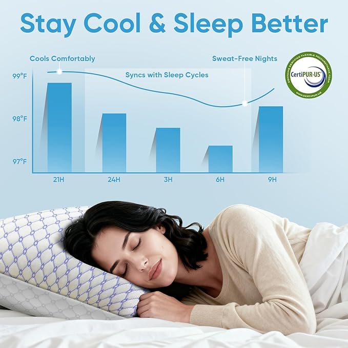 OAISZ Cooling Pillow King Size Set of 2, Shredded Memory Foam Bed Pillows - Image 6