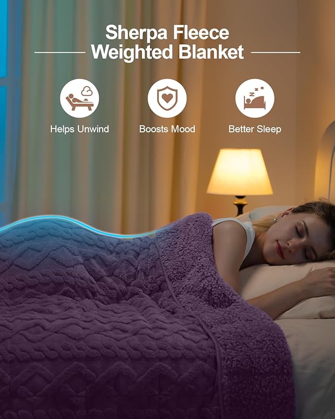 Super Fuzzy Soft Sherpa Fleece Weighted Blanket, 20 lbs Dual Sided Fluffy Heavy - Image 2