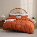 JSD Burnt Orange Duvet Cover Set Queen Size, 3 Piece Duvet Cover by JSD