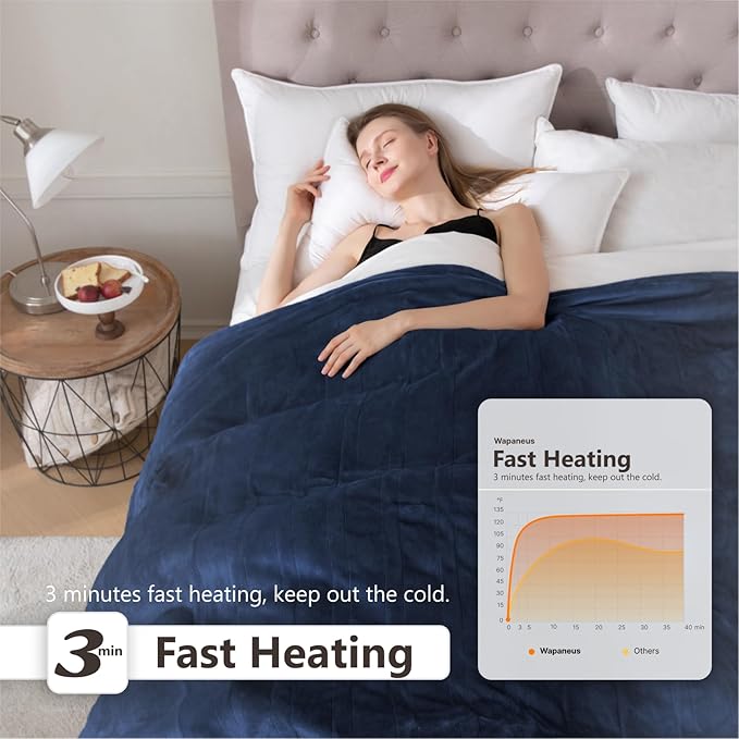 Wapaneus Heated Blanket Electric King Size 90"x100"-Dual Control - Image 3