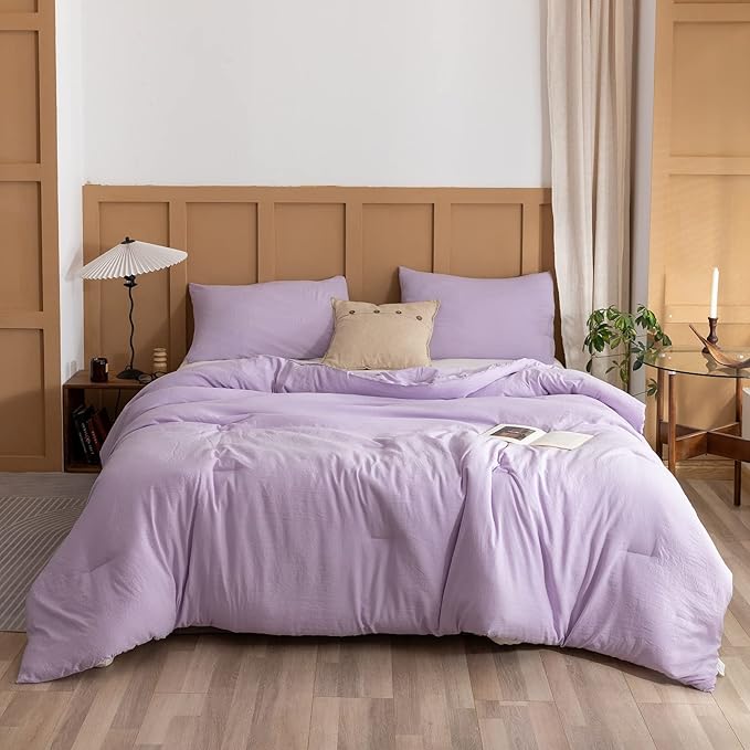 ROSGONIA King Size Comforter Set Lavender, Soft Bedding Lightweight Bedspread - Image 2