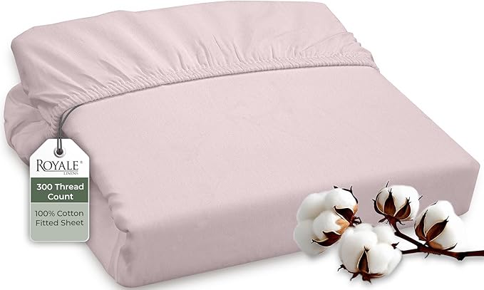 ROYALE LINENS 300 Thread Count 100% Long Staple Combed Cotton Fitted Sheet King by ROYALELINENS