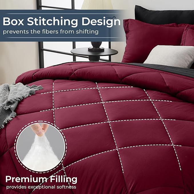 HEVUMYI Red & Black Cali-King Comforter Set - Image 4
