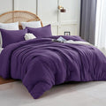 CozyLux Oversized King Comforter Set Purple, 3 Pieces 120x98 Solid Breathable by CozyLux