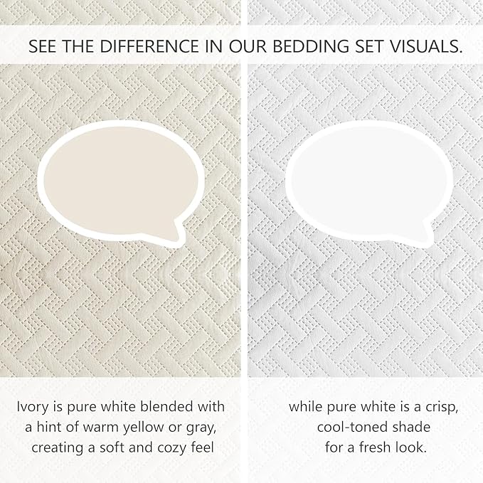 FLYMME Twin Quilt Set, Lightweight Cream Bedspreads, Basket Weave Pattern - Image 4