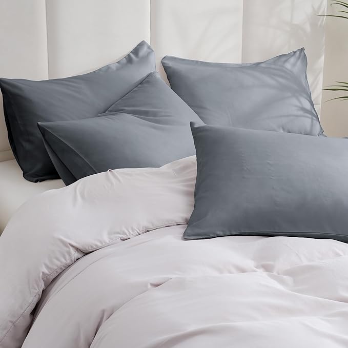 ZPECC Dark Gray Pillow Cases King Size Set of 4, 20x36 Envelope Closure - Image 2