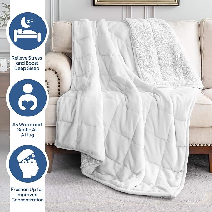 Cottonblue Weighted Blanket 15 lbs 60x80 inches, Queen Size Flannel and Shaggy - Image 2