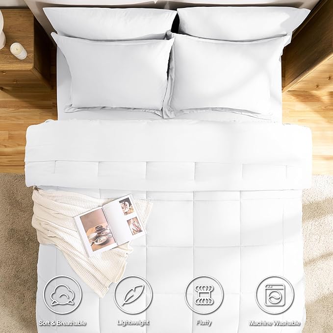 CozyLux Queen Comforter Set White - Image 2