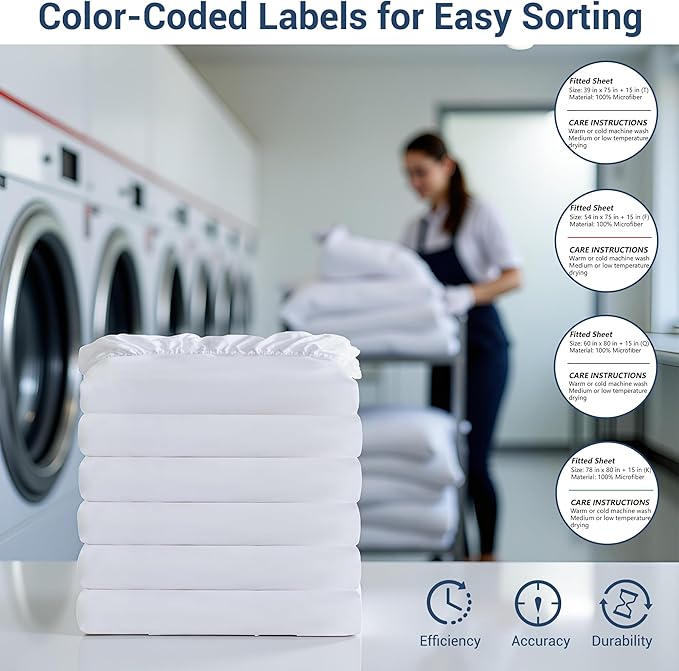 White Bulk Queen Fitted Sheet Only Deep Pocket 24 Pack, Quick Sort Bottom Bed - Image 6