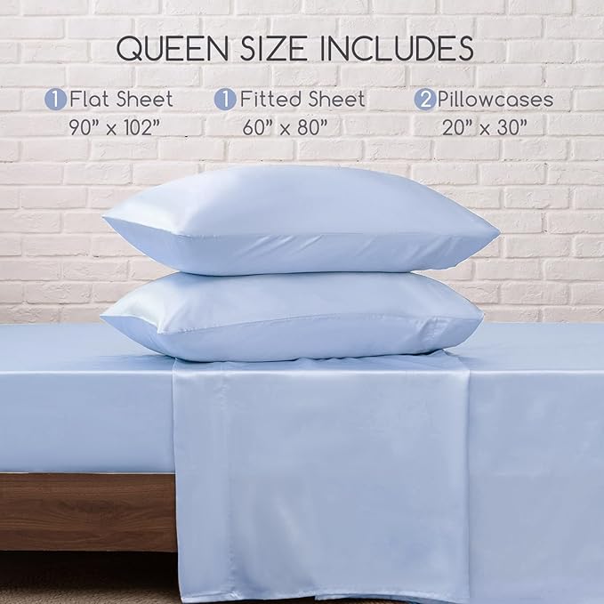 MR&HM Satin Bed Sheets, Queen Size Sheets Set - Image 7