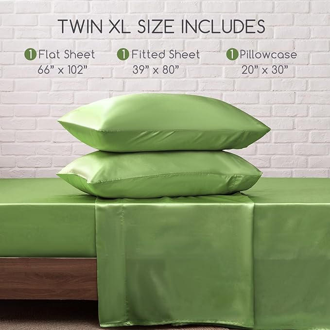 MR&HM Satin Bed Sheets, Twin XL Size Sheets Set - Image 7