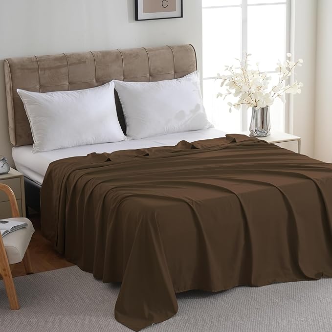 ZPECC Full Flat Sheet Only 6 Pack, Durable Brown Top Bed Sheets Hypoallergenic - Image 2