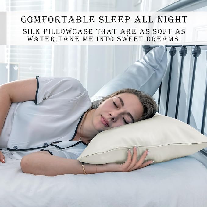 Silk Pillow Cases 2 Pack, Soft Breathable and Sliky Standard Size Pillow Cases - Image 6