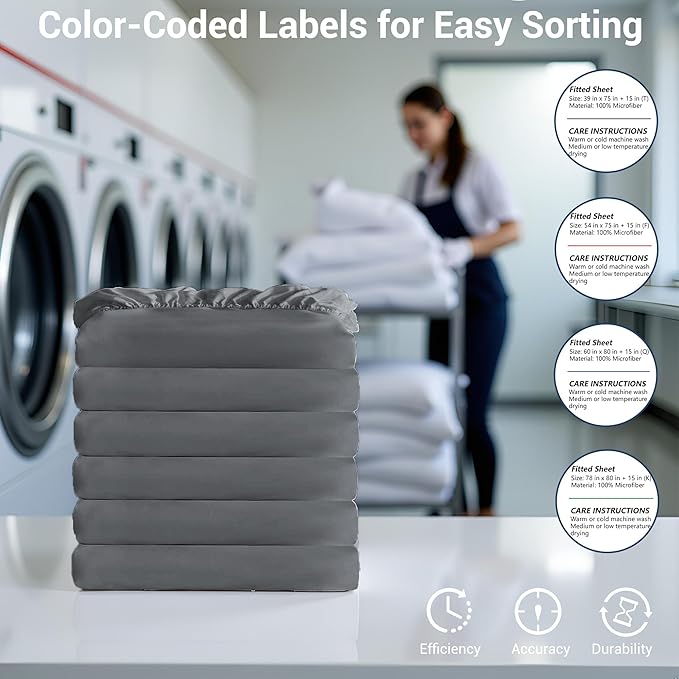 Bulk Twin Fitted Sheet Only Deep Pocket 6 Pack, Quick Sort Bottom Bed Sheets - Image 6