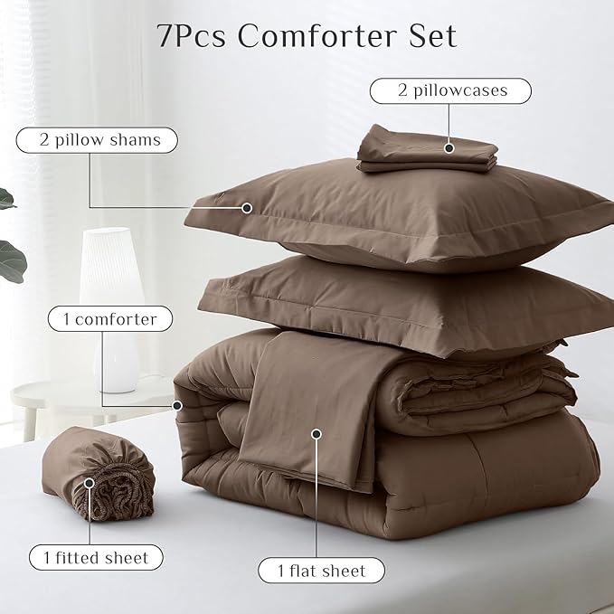 JOLLYVOGUE Queen Comforter Set, Ultra-Soft Bed in a Bag Queen Size 7 Pieces - Image 5