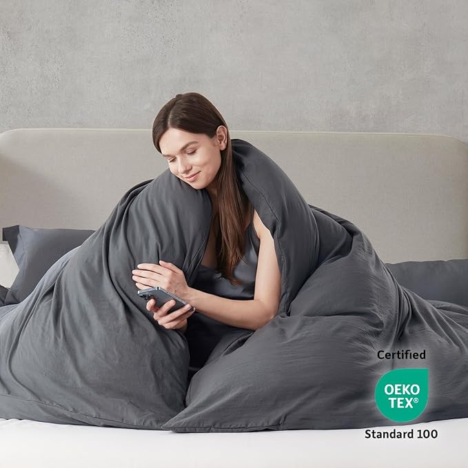 Nestl Dark Grey Duvet Cover Full Size - Image 3