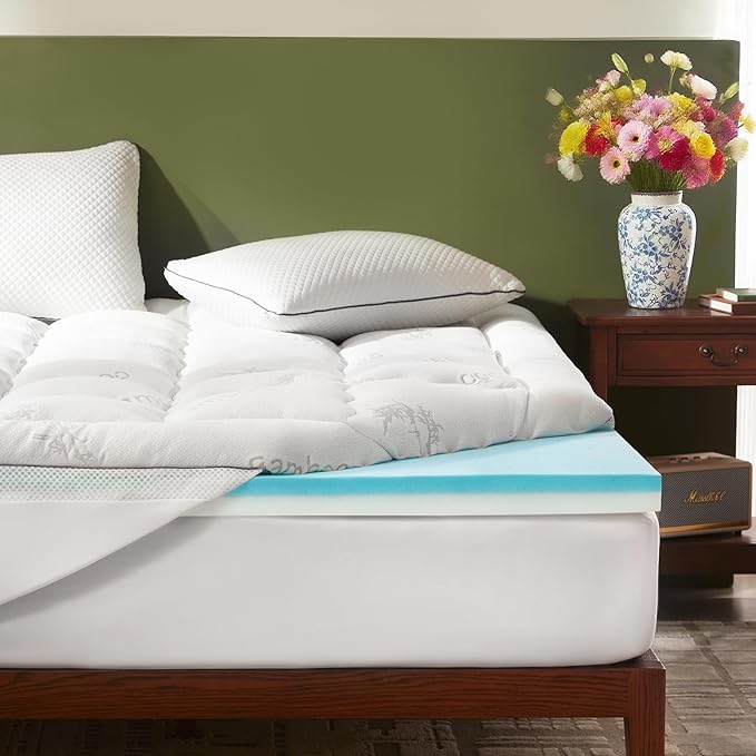BEDLORE California King Memory Foam Mattress Topper 4 Inch, 2-in-1 Dual Layer by Bedlore
