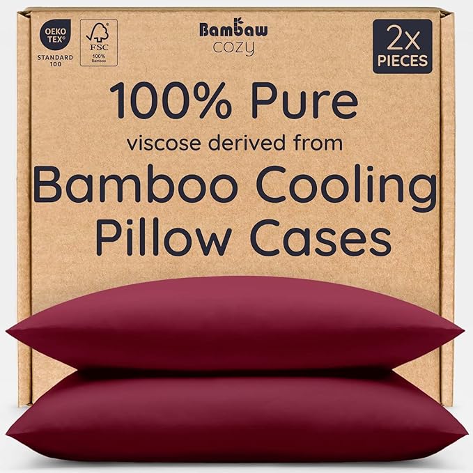 Bambaw 100% Viscose Derived from Bamboo Pillow Cases Queen Size Set of 2 by Bambaw
