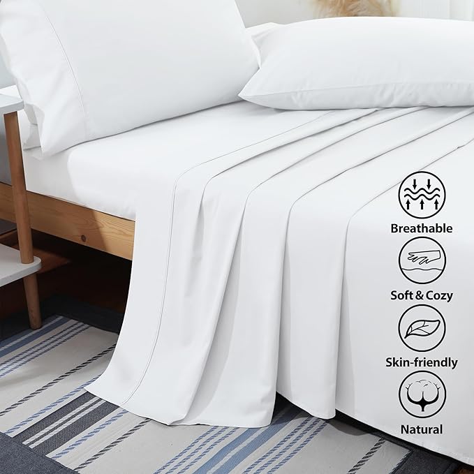 Flat Sheet Only 2 Pack, Twin Size 400 Thread Count 100% Egyptian Cotton Flat - Image 3