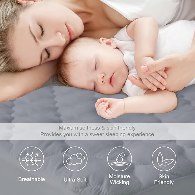 Queen Mattress Protector Pad Waterproof Quilted, Breathable & Cooling Queen - Image 2