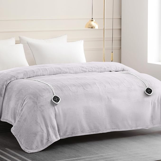 HOMLYNS LuxeHeat Heated Blanket Electric Blanket King Size, Soft Flannel Sherpa - Image 7