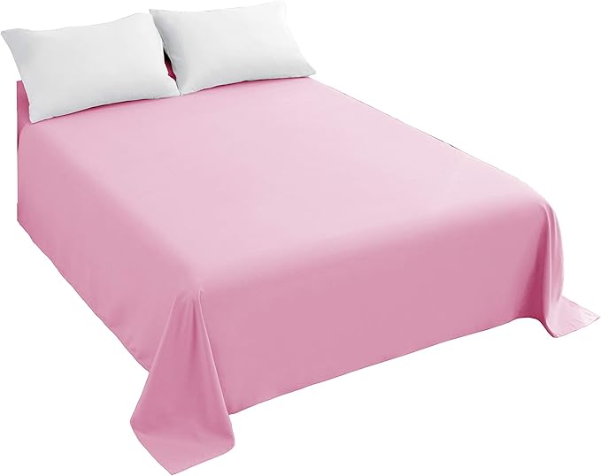 Sfoothome Bedding Flat Sheet, Queen Pink Top Sheet by Sfoothome