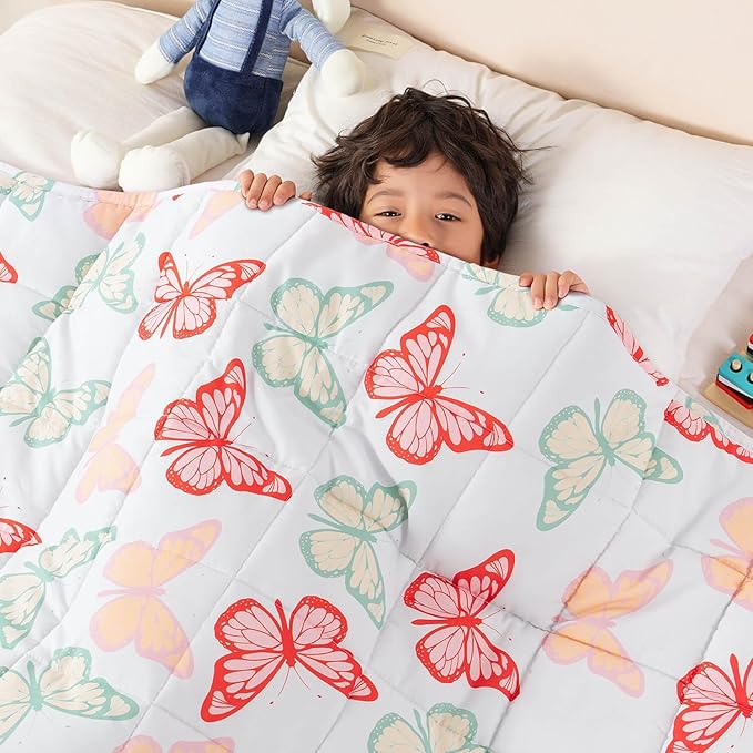 Sivio Weighted Blanket 7lbs, Butterfly Friends Cooling Weighted Blanket by Sivio