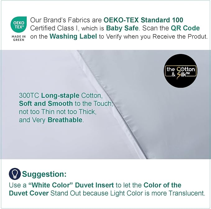 THE COTTON & SILK® 100% Luxury Long-Staple Cotton Duvet Cover Set - Image 7