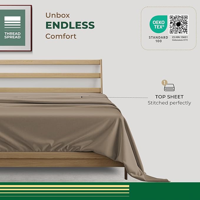 THREAD SPREAD 100% Organic Cotton Percale Flat Sheet Full Size - Image 3