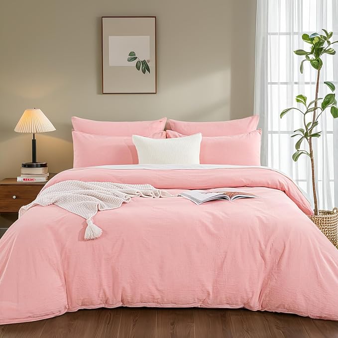 NEXHOME PRO Duvet Cover Queen 100% Washed Cotton, Organic Natural Linen Like - Image 2