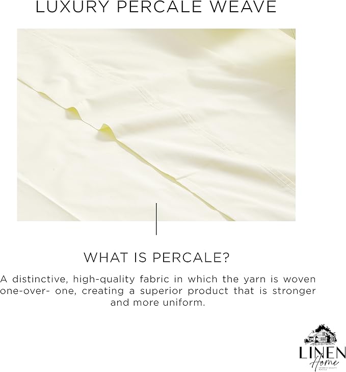 Linen Home 100% Cotton Percale 1 Flat Sheet, Twin Size - Image 2