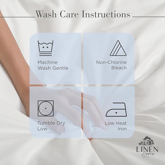 Linen Home 100% Cotton Percale Sheet Set, Full Size, Snow White, Deep Pocket - Image 5