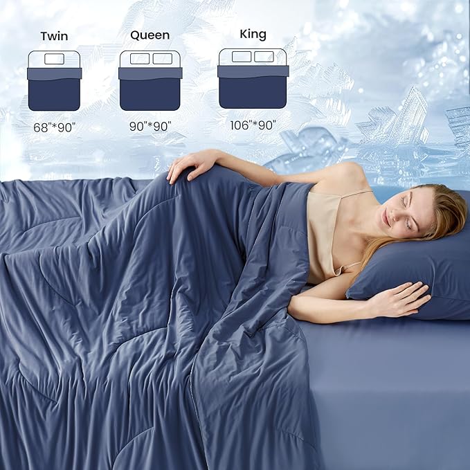 Cozy Bliss Cooling Comforter Twin Size, Reversible Lightweight Cooling Blankets - Image 8