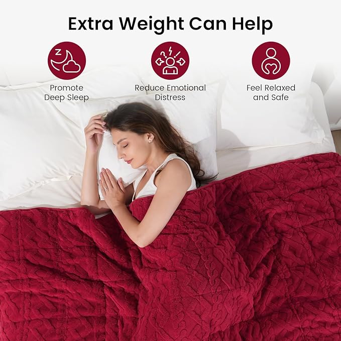 Drewin Adults Weighted Blanket Queen Size 15 lbs, 3D Stylish Fluffy Jacquard - Image 2