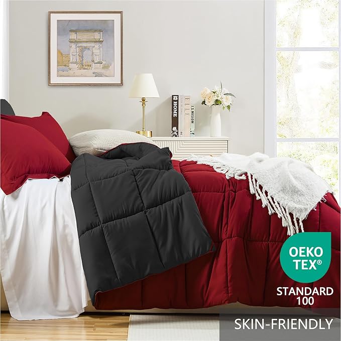 Homelike Moment Twin Comforter Set Black, Lightweight Reversible Comforter Twin - Image 3