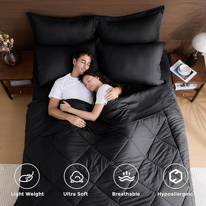 HEVUMYI Black Twin Comforter Set - Image 3