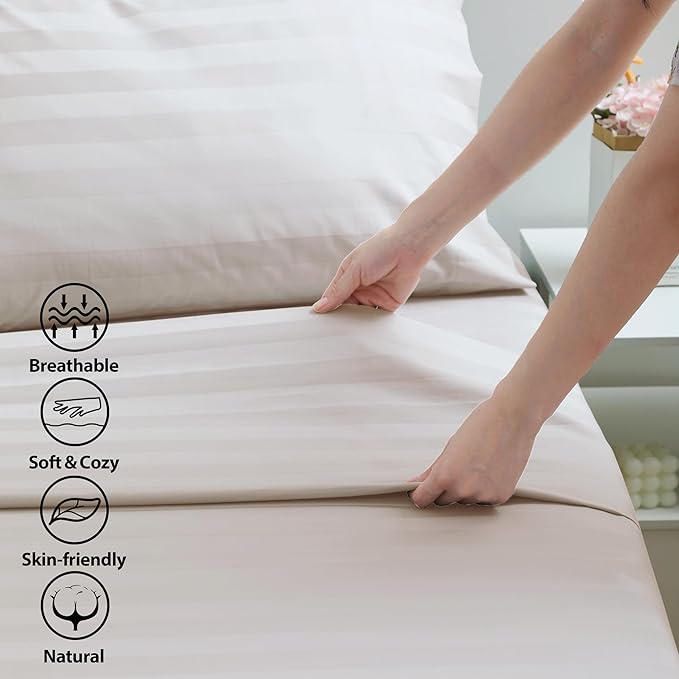 Cotton Queen Flat Sheet Only, 600 Thread Count 100% Egyptian Cotton Top Sheet - Image 3