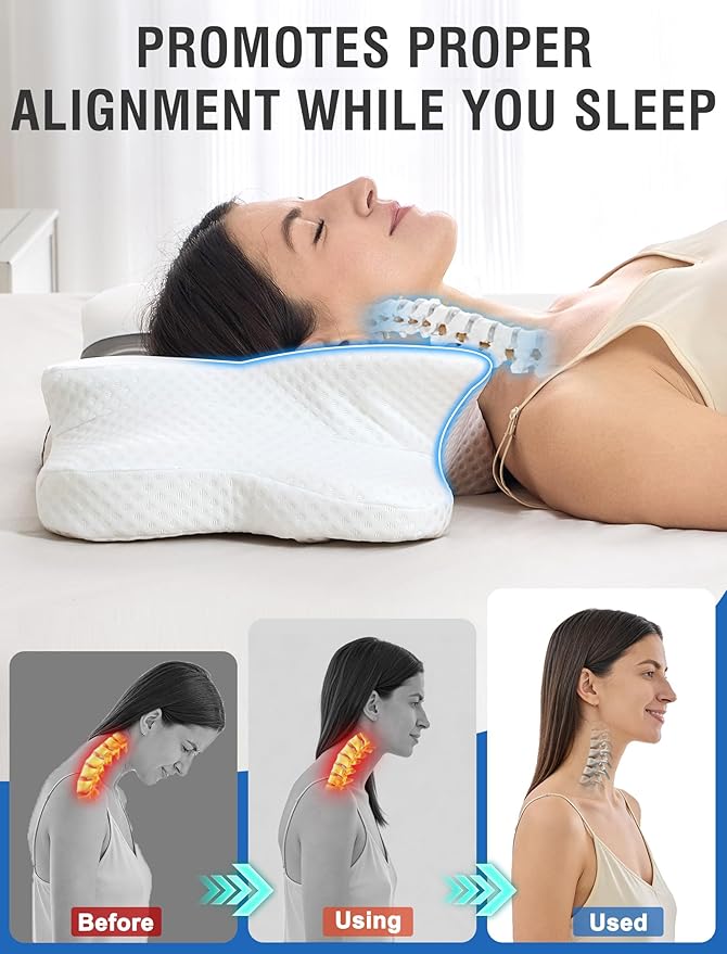 DISSA Cervical Neck Pillow for Side Sleepers Ergonomic Contour Memory Foam - Image 5