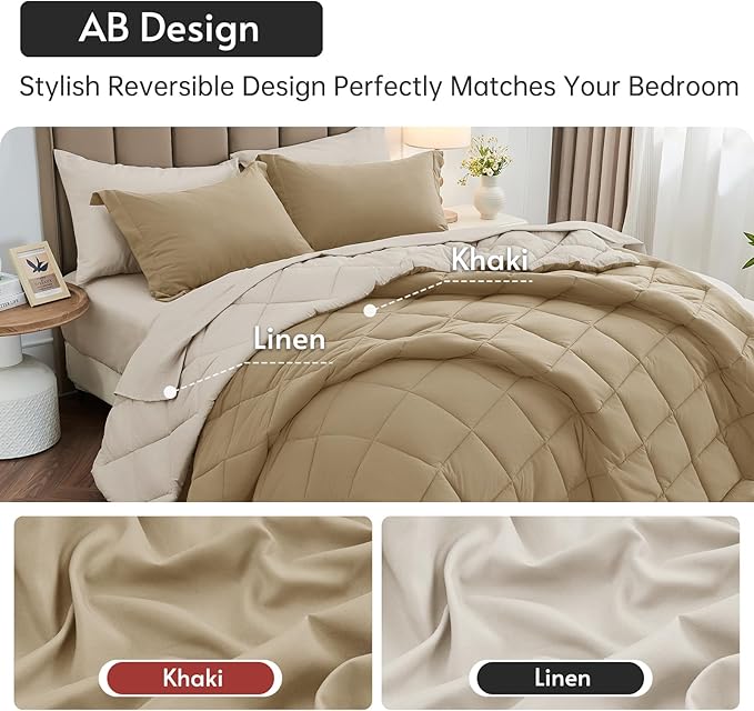 MUXHOMO 7 Pieces King Comforter Set, Reversible Bed in a Bag King Size - Image 3
