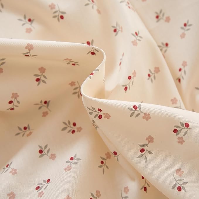 mixinni Pink Floral Duvet Cover Set Twin Size – 100% Cotton Ruffle Lace Bedding - Image 9