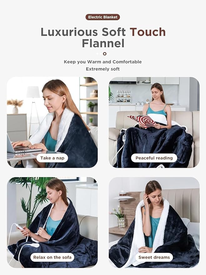 Heated Blanket, Soft Flannel Heated Throw Blanket, Fast Heating Electric Throw - Image 6