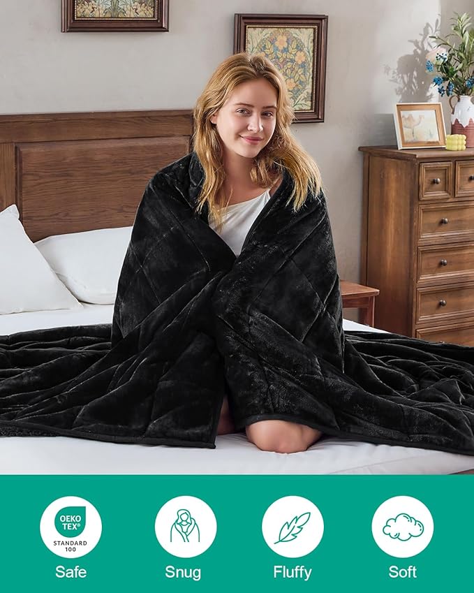 Super Fuzzy Soft Sherpa Fleece Weighted Blanket, 12 lbs Dual Sided Fluffy Heavy - Image 6