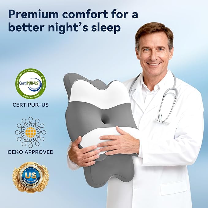 Cervical Pillow for Neck and Shoulder,Ergonomic Neck Support for Side Sleepers,Memory Foam Dreamers Relief Pillow,Deep Sleep Contour Pillows for Back Pain Relief,Slumber,Stomach,Snoring Sleeper