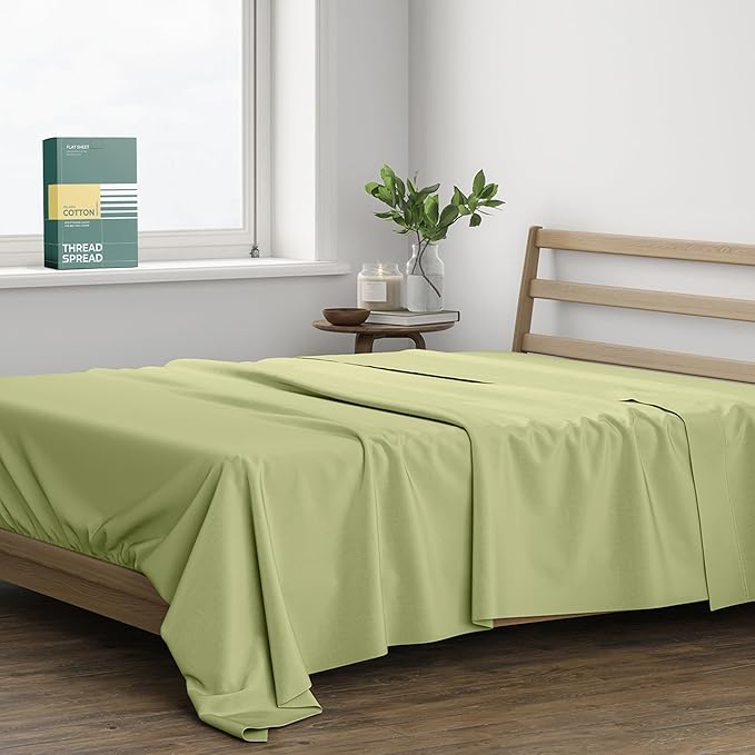 THREAD SPREAD 100% Organic Cotton Percale Flat Sheet Full Size by THREADSPREAD