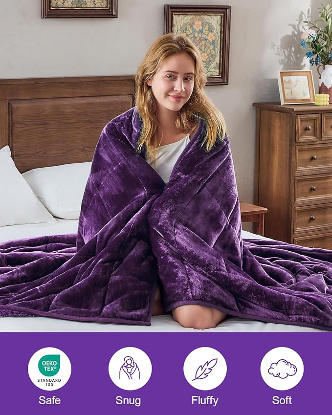 Super Fuzzy Soft Sherpa Fleece Weighted Blanket, 15 lbs Dual Sided Fluffy Heavy - Image 6