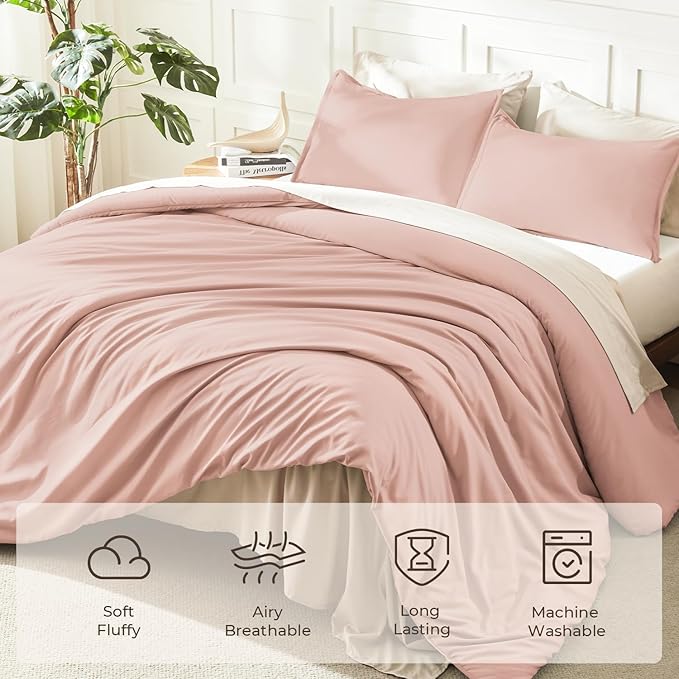 Litanika Twin XL Comforter Set Blush Pink, 2 Pieces Extra Long Dorm Bedding Sets - Image 3