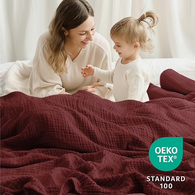 100% Cotton Muslin Blanket King 108" x 90", 6 Layers Breathable and Lightweight - Image 5