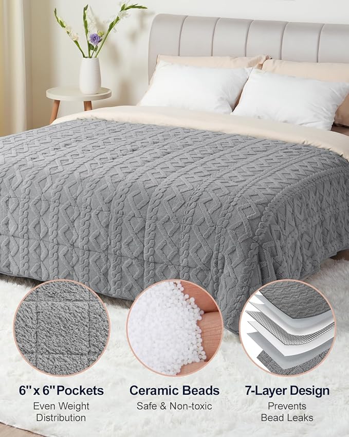 Super Fuzzy Soft Sherpa Fleece Weighted Blanket, 15 lbs Dual Sided Fluffy Heavy - Image 5
